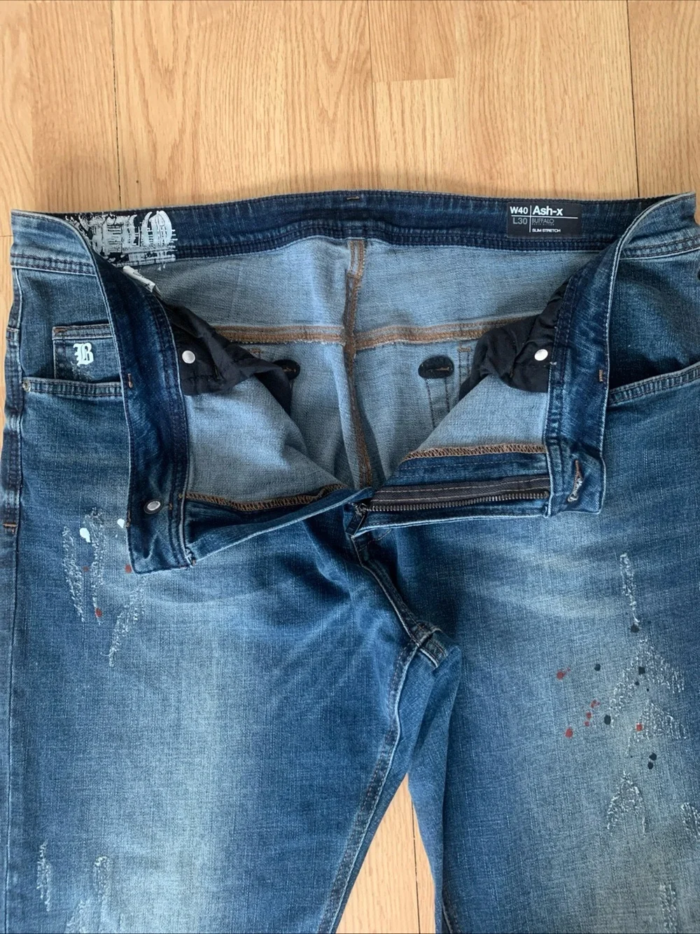 Buffalo David Bitton men’s Blue Jeans distressed Denim pants Medium Wash 40x30